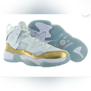 Jordan Gold and White High-Top Sneakers